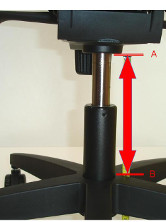 Die Sitzhöhe des Schwipp Bürostuhls wird mittels Gasdruckfeder stufenlos verstellt.