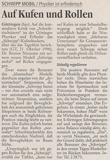 Über Schwipp Ergonomische Arbeitsstühle wurde viele Male in Zeitung und Radio berichtet.